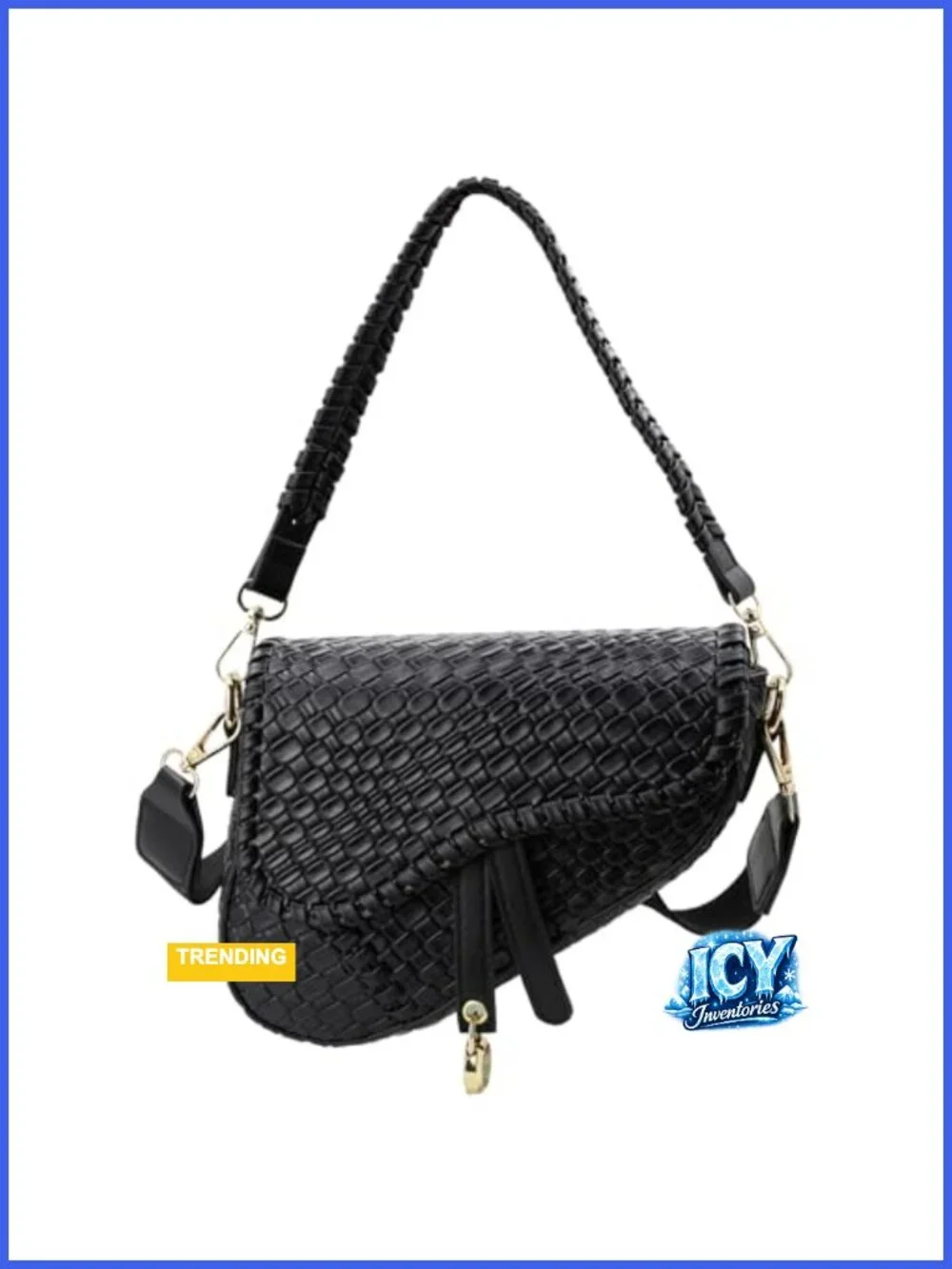 Women Saddle Shoulder Bag Clutch Purse Crossbody Satchel Handbag Woven